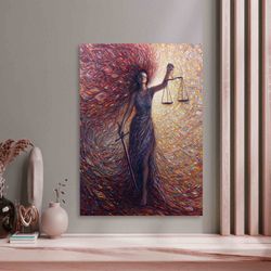 Wall art  Goddess of Justice Canvas Painting , Goddess Canvas Painting , Scales of Justice Canvas Wall Art , Woman Wall