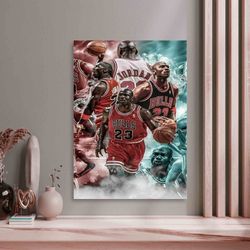 Wall art  Gym Canvas, Basketball Players Art Canvas, Last Shot Art, Michael Jordan Last Shot Printed, Michael Jordan Can