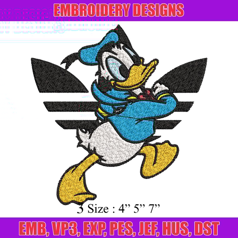 Duck cartoon adidas Embroidery Design, Adidas Embroidery, Brand Embroidery, Embroidery File, Logo shirt,Digital download.jpg
