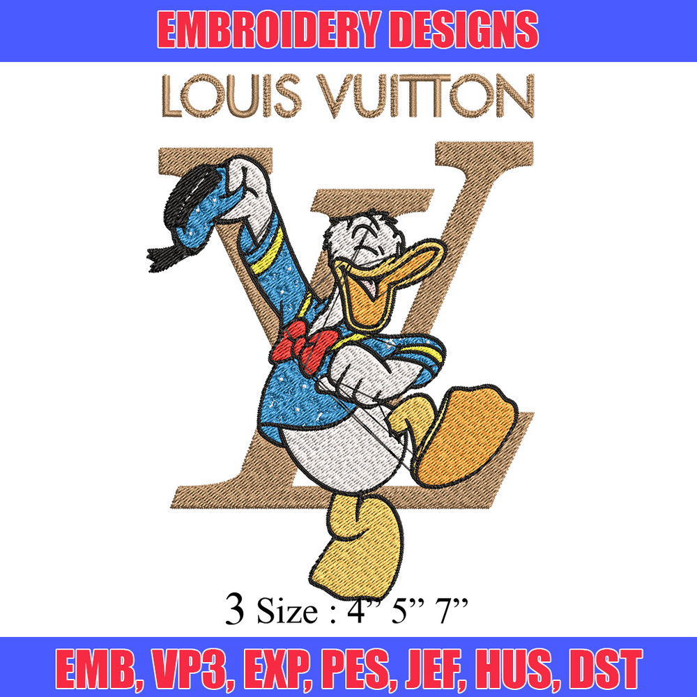 Duck cartoon lv Embroidery Design, LV Embroidery, Brand Embroidery, Embroidery File, Logo shirt, Digital download.jpg