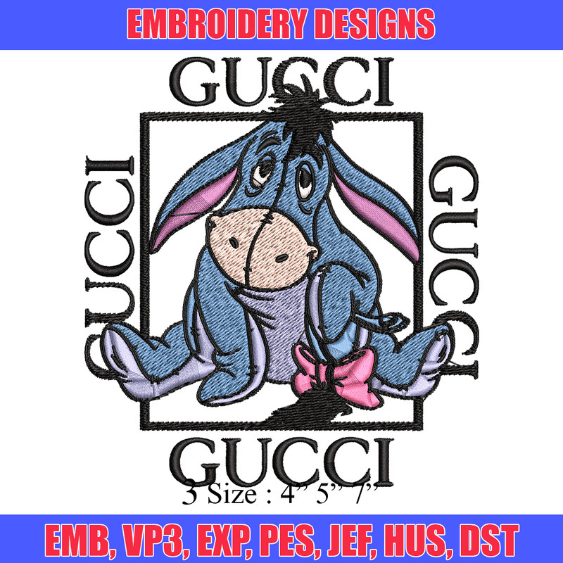 Eeyore Gucci Embroidery design, winnie the pooh Embroidery, cartoon design, Embroidery File, Instant download..jpg