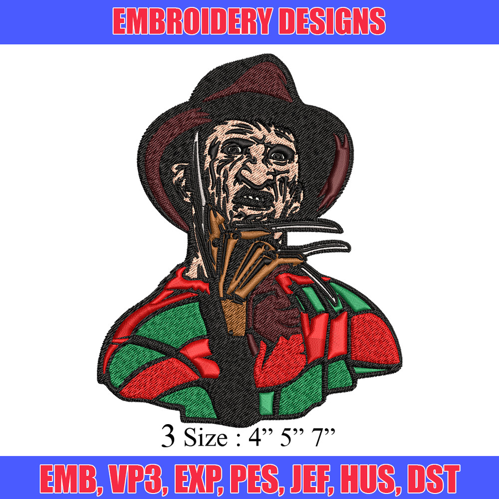Freddy Krueger Embroidery design, Freddy horror Embroidery, horror design, Embroidery File, Digital download..jpg