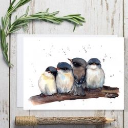 Birds painting, watercolor paintings, handmade bird watercolor birds art painting by Anne Gorywine