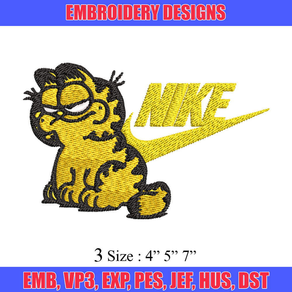 Garfield Nike Embroidery design, cartoon Embroidery, Nike design, Embroidery file, cartoon shirt, Instant download..jpg