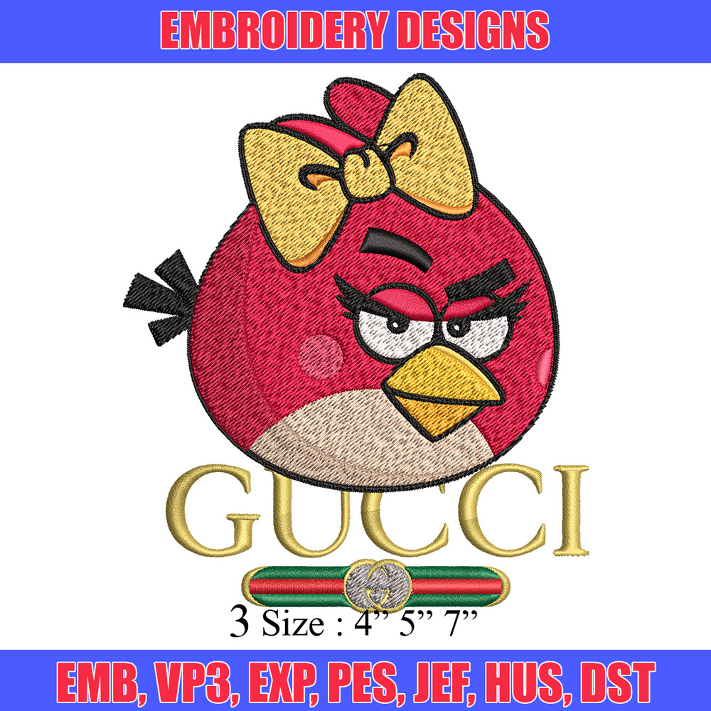 Girl Bird gucci Embroidery design, Angry Birds Embroidery, cartoon design, Embroidery File, logo shirt, Instant download.jpg