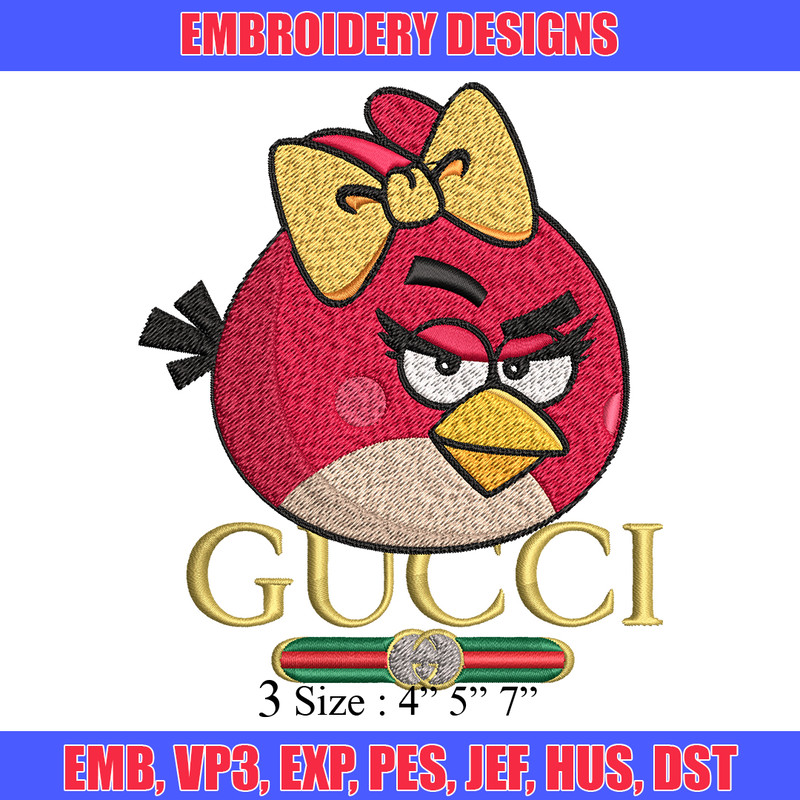 Girl Bird gucci Embroidery design, Angry Birds Embroidery, cartoon design, Embroidery File, logo shirt, Instant download.jpg