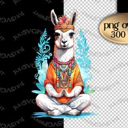llama in lotus pose clipart, lama yoga png padmasana meditating alpaca