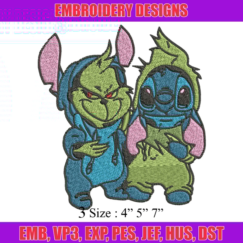 Grinch and Stitch Embroidery design, Grinch and Stitch Embroidery, cartoon design, logo shirt, Digital download..jpg