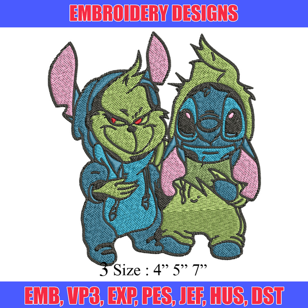 Grinch and Stitch Embroidery design, Grinch and Stitch Embroidery, cartoon design, logo shirt, Digital download..jpg