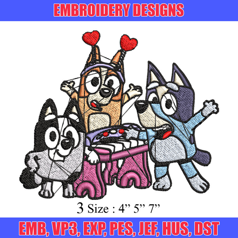 Happy birthday bluey Embroidery, Bluey Embroidery, Embroidery File, cartoon shirt, cartoon design, Digital download..jpg