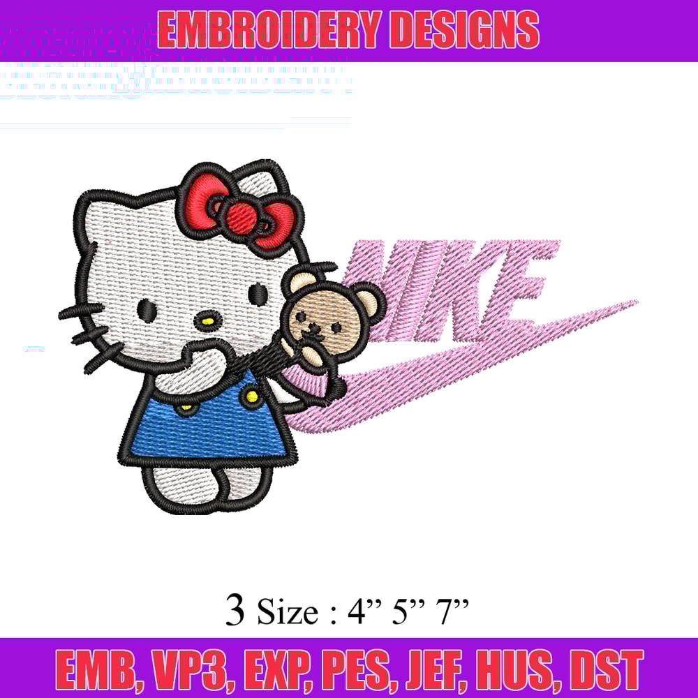 Hello kitty Nike Embroidery design, hello kitty cartoon, Embroidery, Nike design, Embroidery file, Instant download..jpg