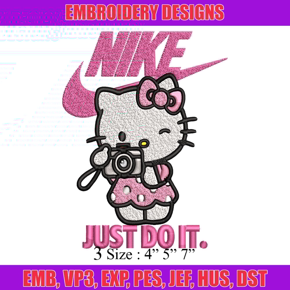 Hello kitty Nike Embroidery design, hello kitty cartoon, Embroidery, Nike design, Embroidery file, Instant download.jpg