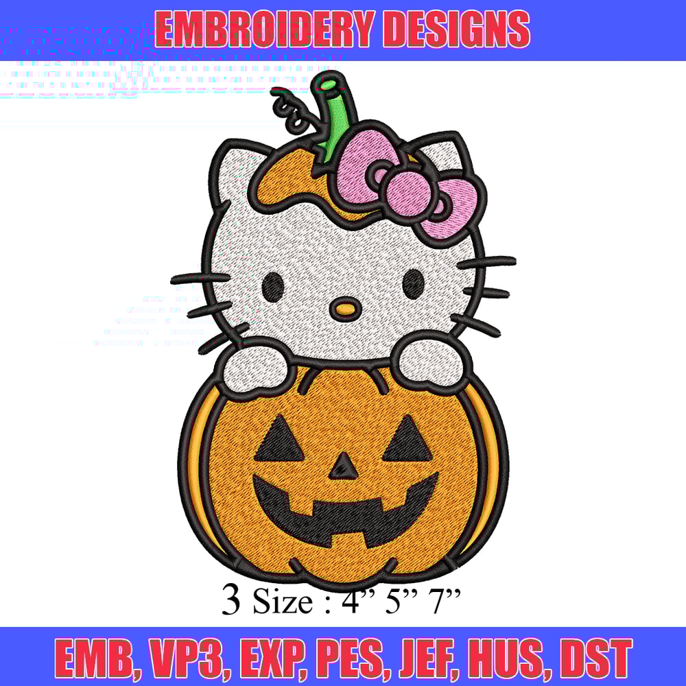 Hello Kitty With Pumpkin Embroidery design, Hellokitty Embroidery, cartoon design, Embroidery File, Digital download.jpg