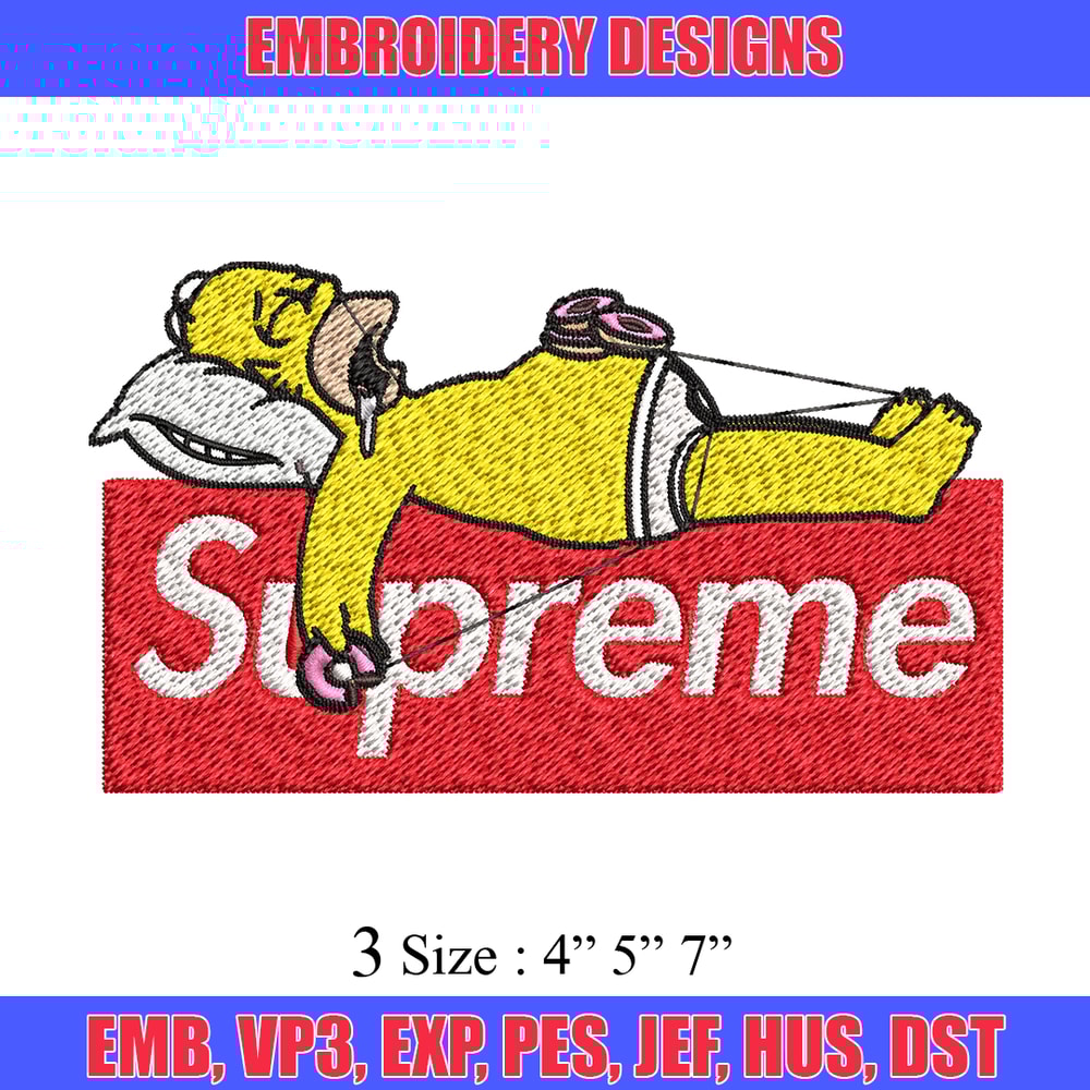 Homer Simpson supreme Embroidery design, Simpson Embroidery, cartoon design, Embroidery File, Instant download..jpg