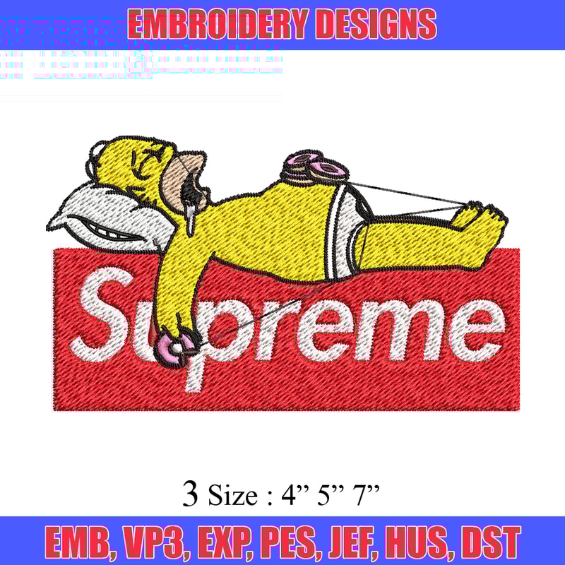 Homer Simpson supreme Embroidery design, Simpson Embroidery, cartoon design, Embroidery File, Instant download..jpg