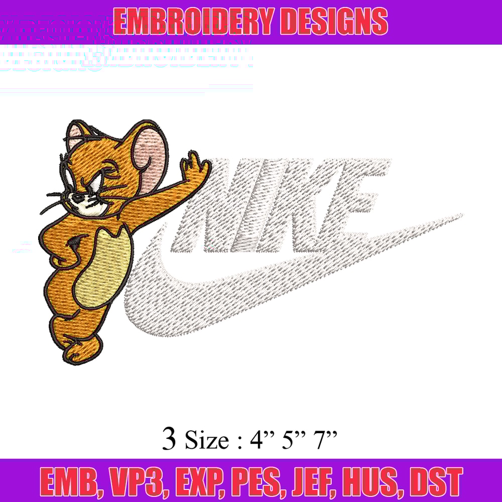 Jerry cartoon Nike Embroidery design, jerry cartoon Embroidery, Nike design, Embroidery file, Instant download..jpg