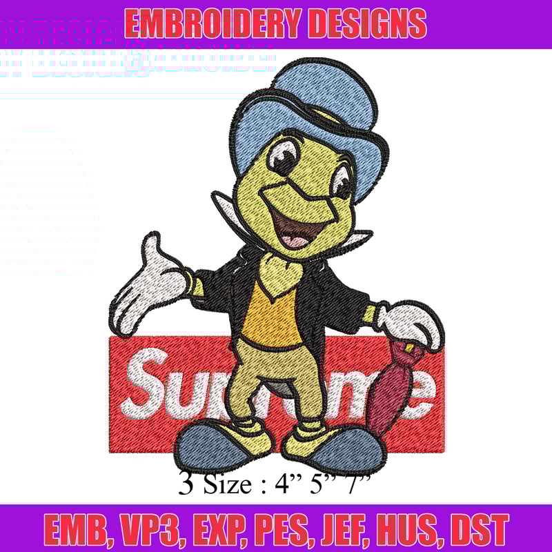 Jimimy cricket supreme Embroidery design, Jimimy cricket Embroidery, cartoon design, Embroidery File, Instant download.jpg