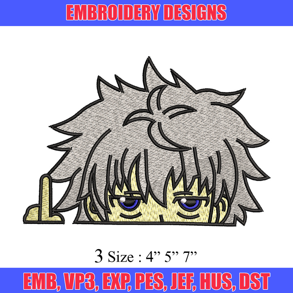 Killua bored embroidery design, hunter x hunter embroidery, embroidery file, logo design, logo shirt, Digital download..jpg