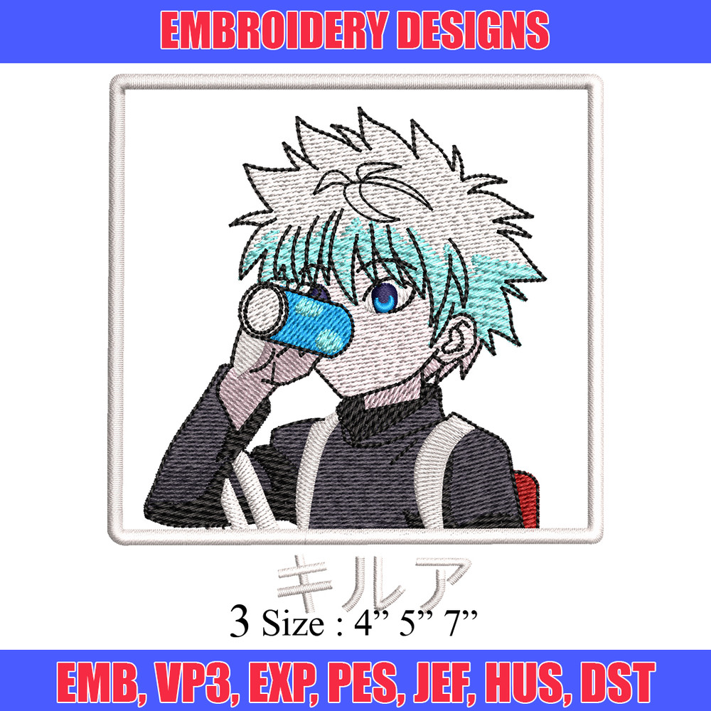 Killua embroidery design, hunter x hunter embroidery, anime design, logo design, anime shirt, Digital download..jpg