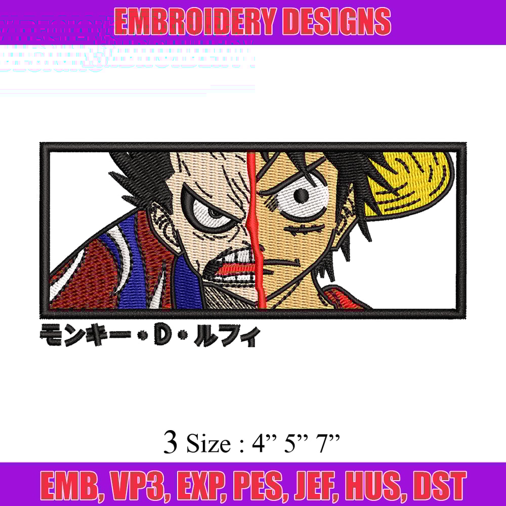 Luffy gear 4 X Luffy embroidery design, one piece embroidery, anime design, embroidery file, Digital download..jpg