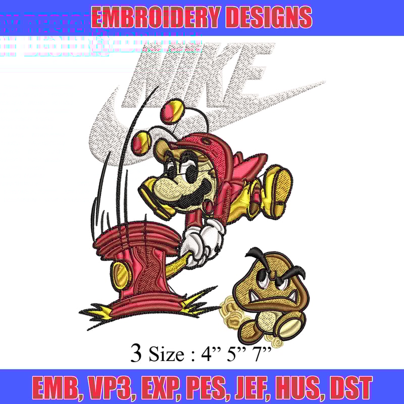 Mario bros Nike Embroidery design, Mario bros game Embroidery, Nike design, Embroidery file, Instant download..jpg