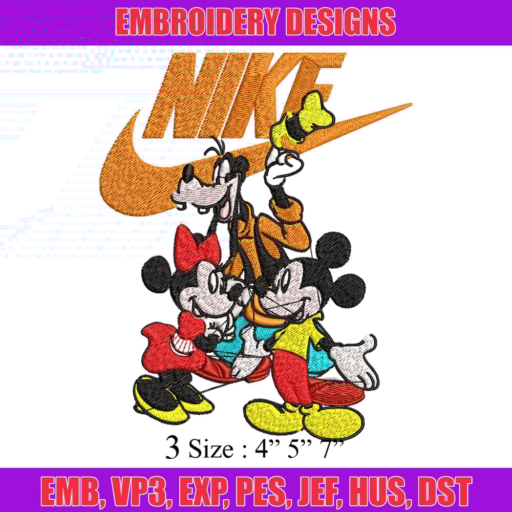 Mickey Mouse friends Nike Embroidery design, Disney Embroidery, Nike design, Embroidery file, Instant download..jpg