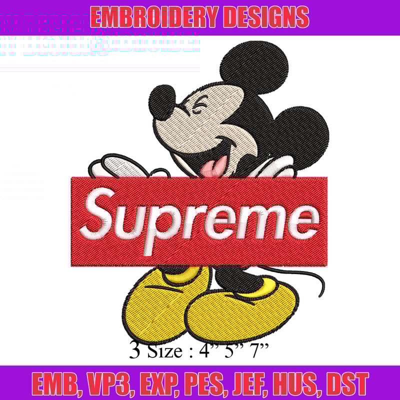 Mickey Mouse Supreme Embroidery design, Disney Embroidery, Disney design, Embroidery File, Digital download..jpg