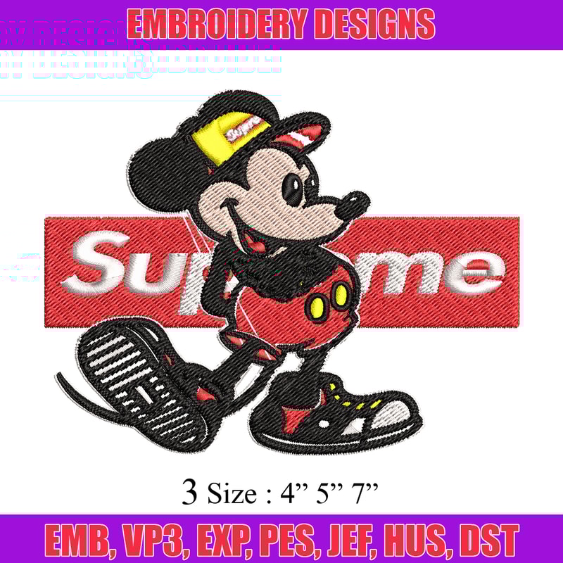 Mickey Mouse Supreme Embroidery design, Disney Embroidery, Disney design, Embroidery File, logo shirt, Digital download..jpg