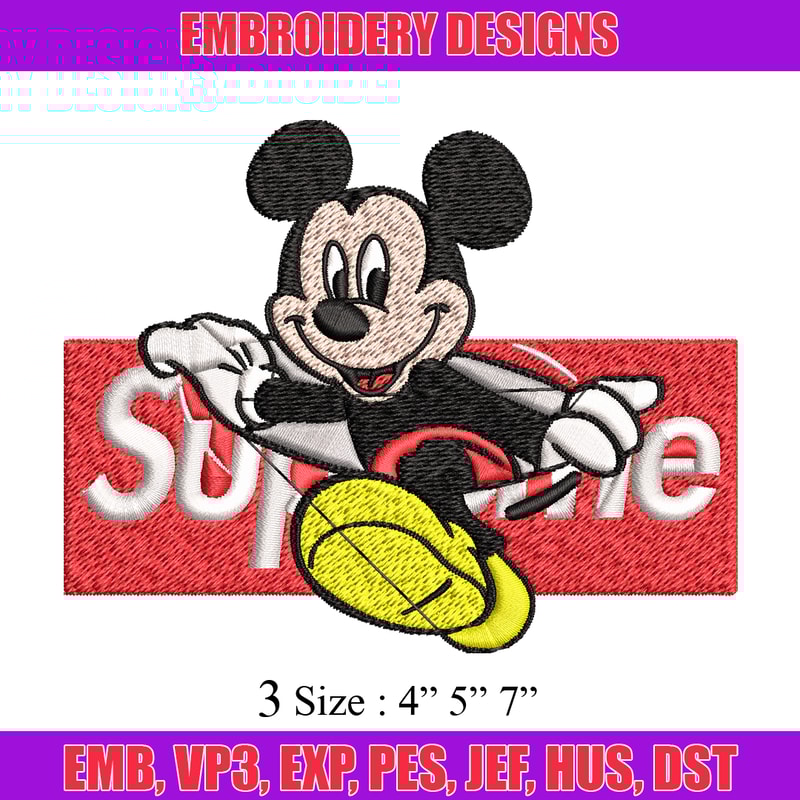 Mickey Mouse Supreme Embroidery design, Disney Embroidery, Embroidery File, Disney design, logo shirt, Digital download..jpg