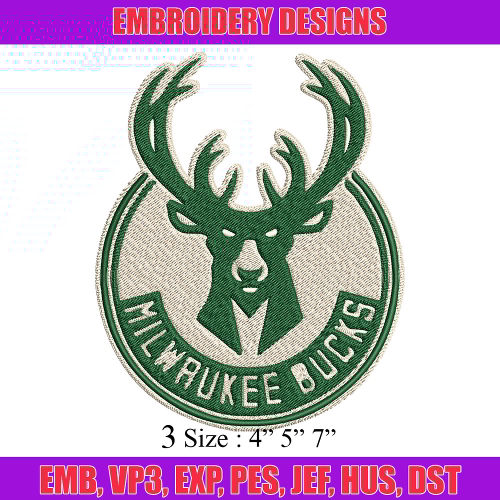 Milwaukee Bucks Embroidery Design, Brand Embroidery, Embroidery File, Logo shirt, Sport Embroidery, Digital download..jpg