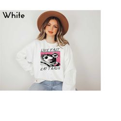 live fast eat trash sweatshirt, cute raccoon sweater, funny meme sweatshirt, animal lover sweatshirt, raccoon lover swea