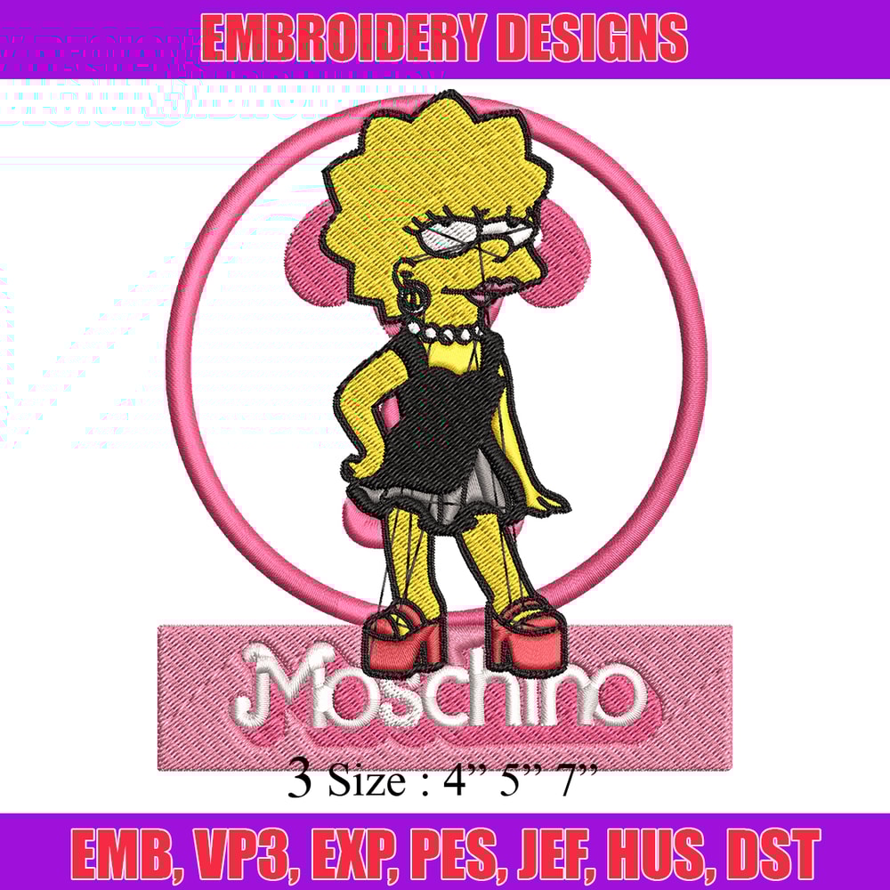 Moschino Milano Lisa Simpson Embroidery design, Simpson Embroidery, cartoon design, Embroidery File, Digital download..jpg