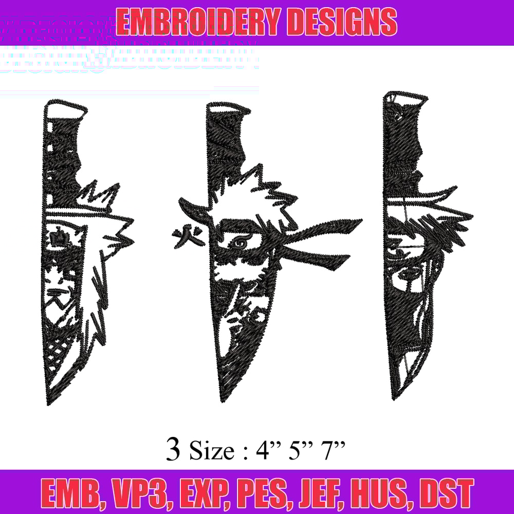 Naruto Character In Knife Embroidery design, Naruto Embroidery, anime design, Embroidery File, Instant download..jpg