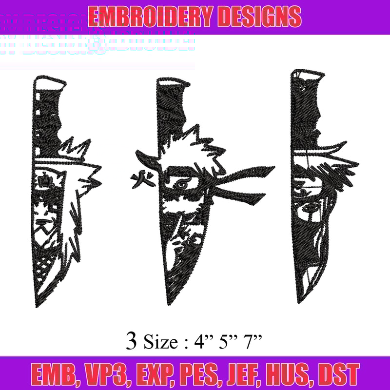 Naruto Character In Knife Embroidery design, Naruto Embroidery, anime design, Embroidery File, Instant download..jpg