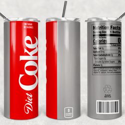 diet coke coca cola tumbler png, drink tumbler design, straight design 20oz/ 30oz skinny tumbler, png file download