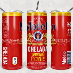 modelo cheladas tumbler png, drink tumbler design, straight design 20oz/ 30oz skinny tumbler, png file download