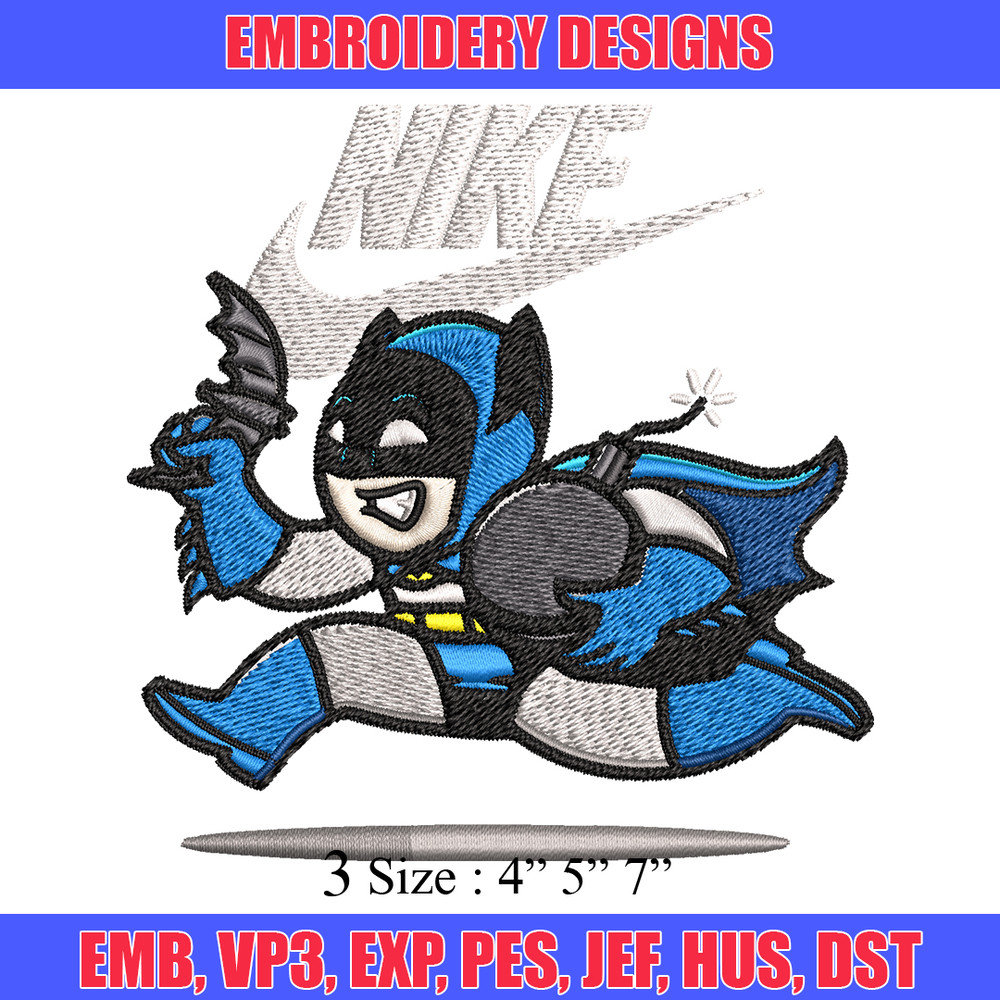 Nike Funny Batman Embroidery design, Batman cartoon Embroidery, Nike design, Embroidery file, Instant download..jpg