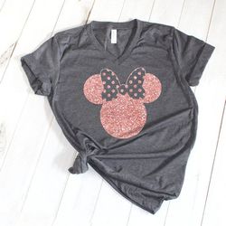 disney shirt pngs, minnie ear shirt png, glitter rose gold minnie shirt png, cute ear shirt png, disney shirt png for wo