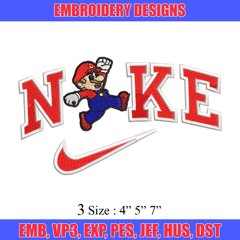 Nike Mario embroidery design, Nike Mario embroidery, Nike design, embroidery file, Logo shirt, Digital download.jpg
