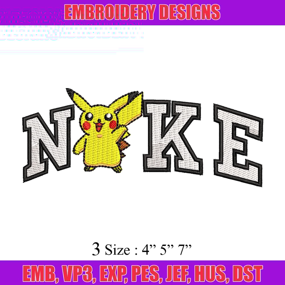 Nike Pikachu embroidery design, Pokemon embroidery, Nike design, embroidery file, anime shirt, Digital download.jpg