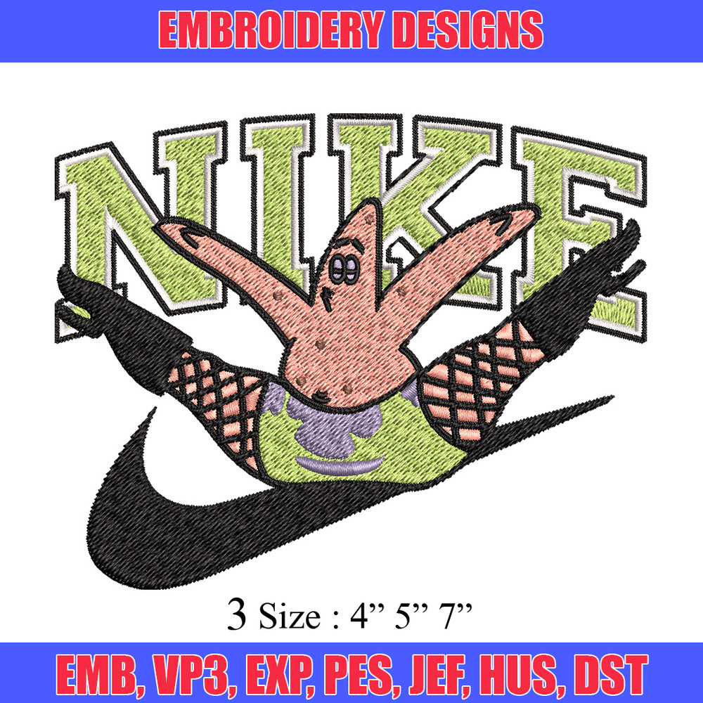 Nike patrick Embroidery Design, Spongebob Embroidery, Nike Embroidery, Embroidery File, Logo shirt, Digital download.jpg