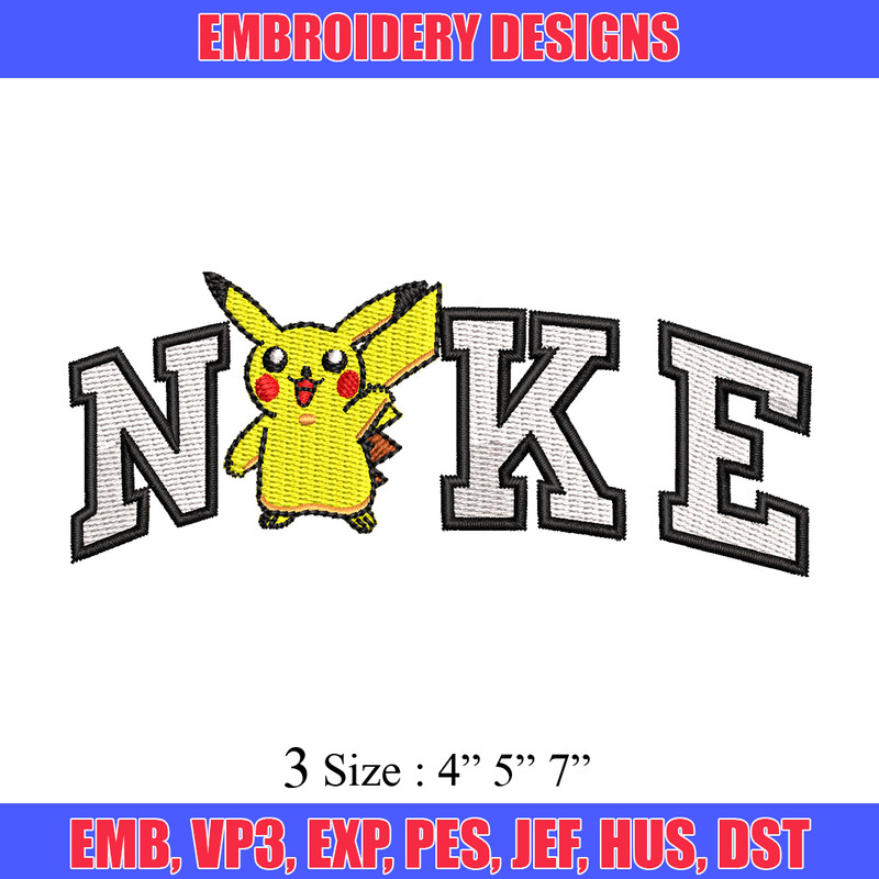 Nike Pikachu embroidery design, Pokemon embroidery, Nike design, embroidery file, anime shirt, Digital download.jpg