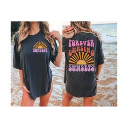 forever chasing sunsets png svg, retro summer sublimation, aesthetic summer, trendy summer png, summer sunset png sublimation