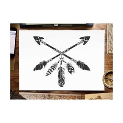 feathers svg arrow svg file boho feathers svg boho arrow svg baby svg silhouette cricut indian svg aztec svg indian svg file t-shirt svg