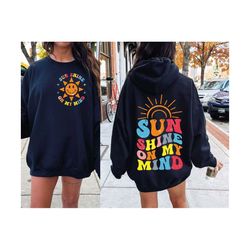 sunshine on my mind svg png sublimation - retro vacation shirt png, groovy summer design - beach motivational svg, positive summer