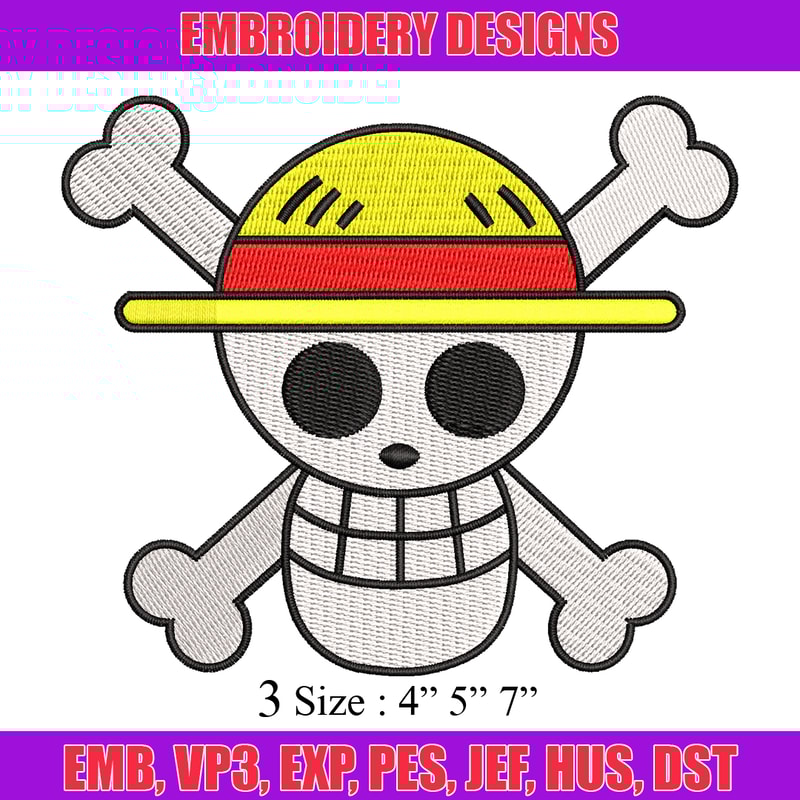 One piece Luffy Logo embroidery design, One piece embroidery, anime design, embroidery file, Digital download..jpg