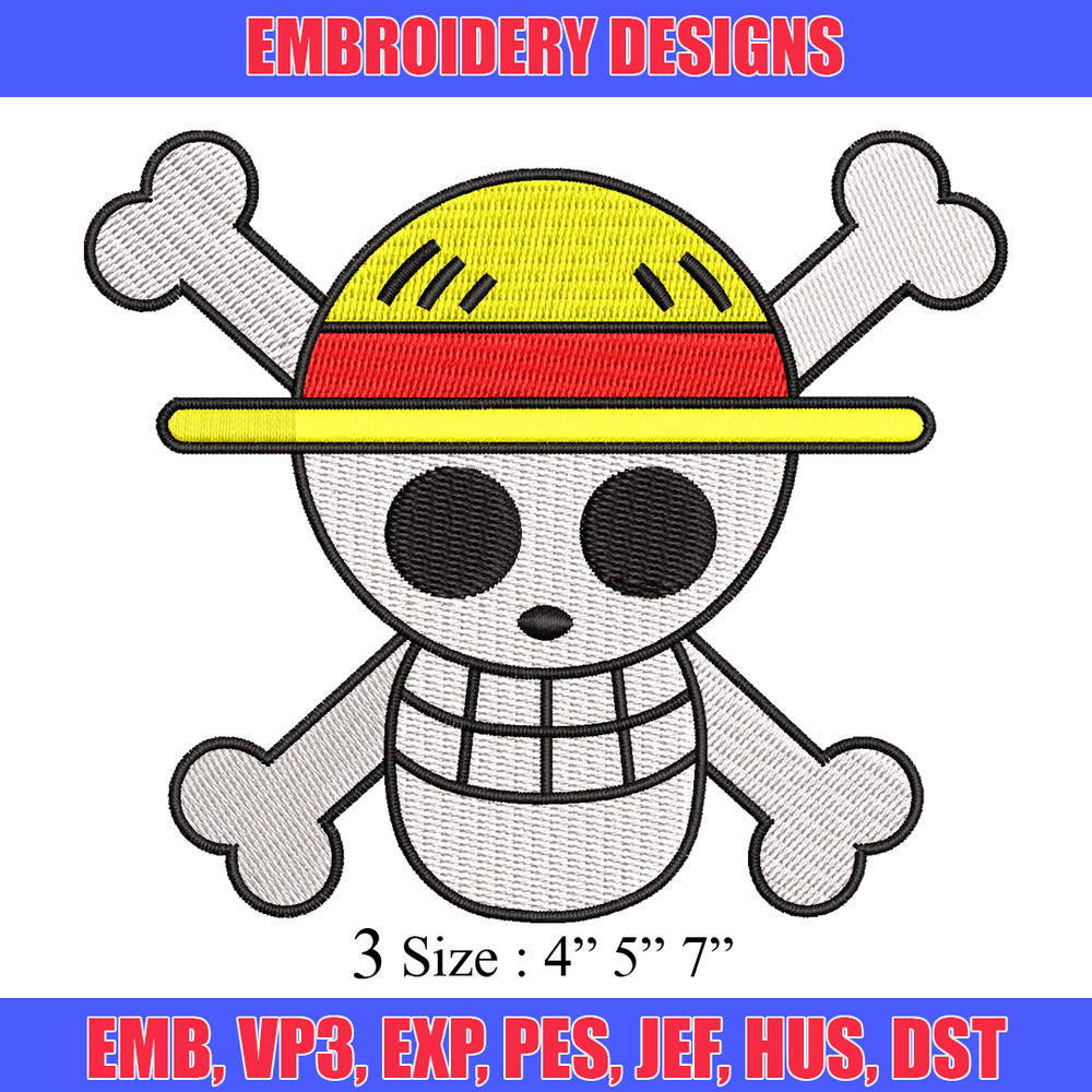 One piece Luffy Logo embroidery design, One piece embroidery, anime design, embroidery file, Digital download..jpg