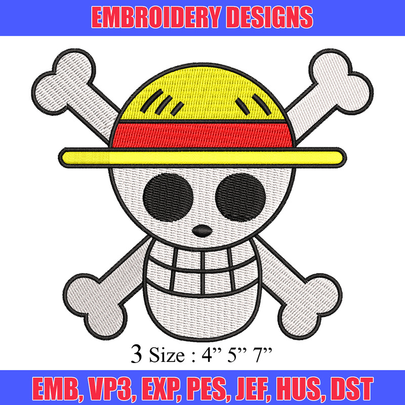 One piece Luffy Logo embroidery design, One piece embroidery, anime design, embroidery file, Digital download..jpg