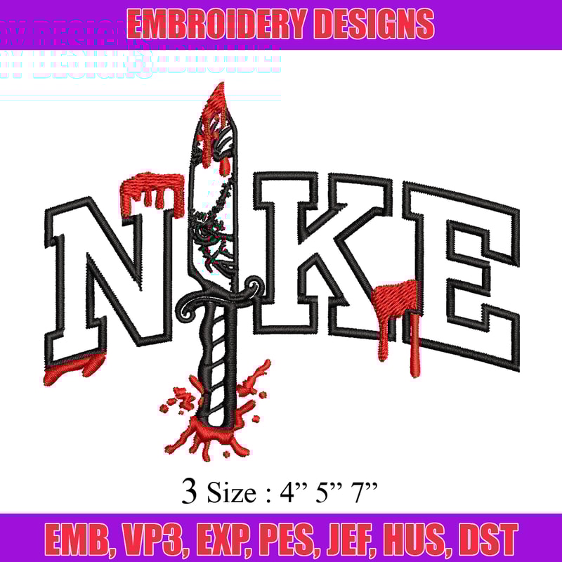 Penniwise Knife Nike Embroidery design, logo Embroidery, Nike design, Embroidery File, logo shirt, Digital download..jpg