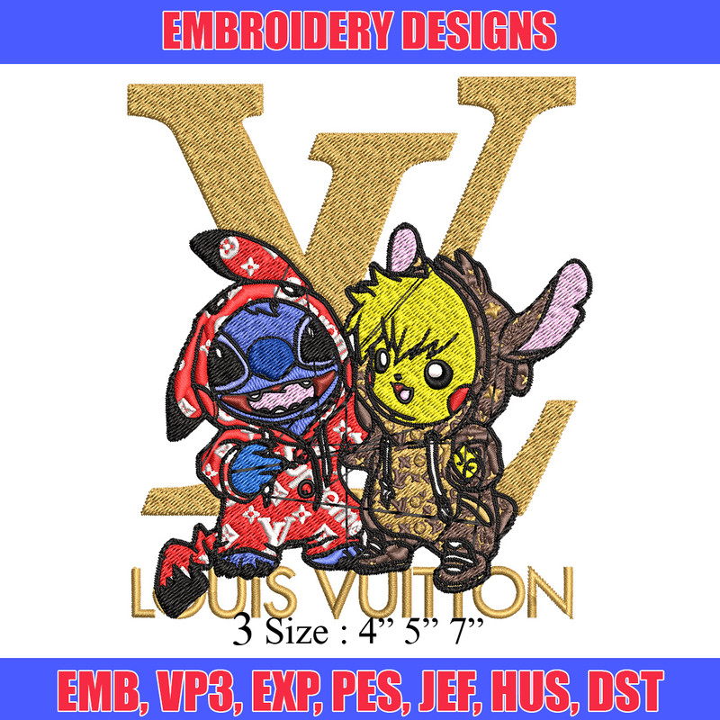 Pikachu x stitch lv Embroidery Design, LV Embroidery, Embroidery File, Logo shirt, Sport Embroidery, Digital download.jpg